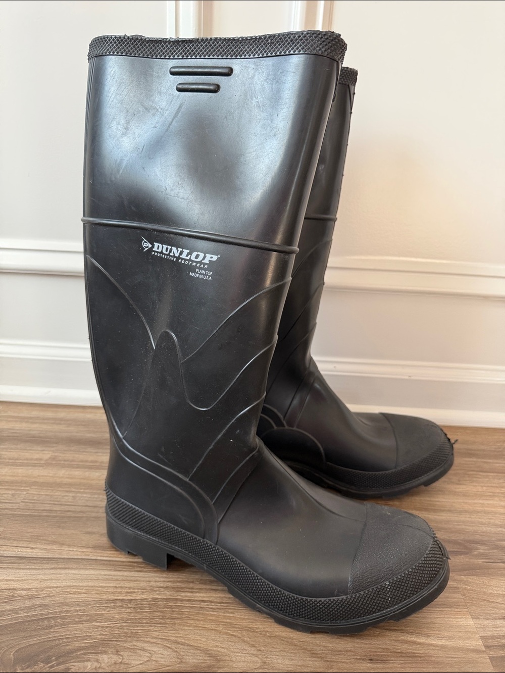 Dunlop Protective Footwear Plain Toe Black Rubber Boots Wellies Men 12